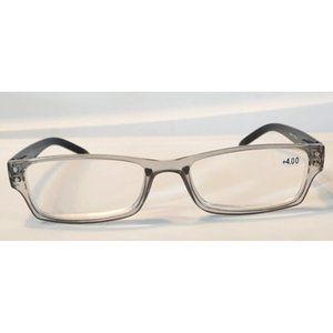 NWT CessBlu Sheer Gray Blue Light Reading Glasses 4.00x Unisex 87334